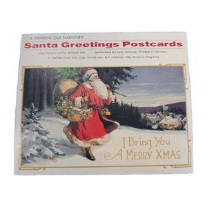 Santa Greetings Postcards Old Fashion Booklet Dorsey J Linn Hong Kong 1988
